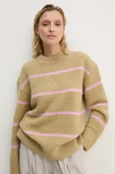 Samsoe Samsoe pulover de lana SAJOAN femei, culoarea bej, calduros, F24300052 imagine