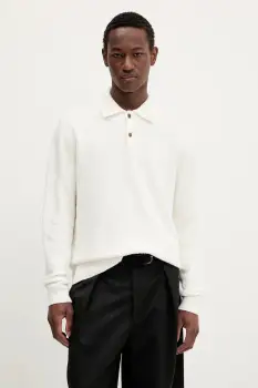 Samsoe Samsoe pulover din amestec de lana barbati, culoarea bej imagine