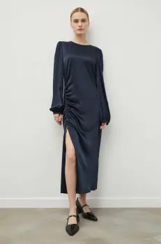 Samsoe Samsoe rochie culoarea albastru marin, maxi, drept imagine