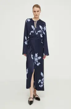 Samsoe Samsoe rochie culoarea albastru marin, maxi, evazati imagine