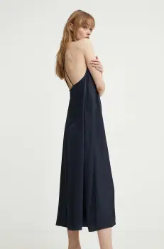 Samsoe Samsoe rochie culoarea albastru marin, maxi, evazati imagine