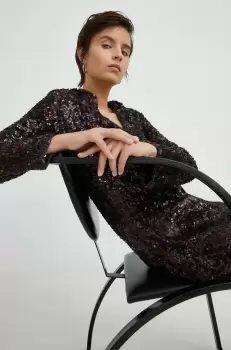 Samsoe Samsoe rochie culoarea maro, mini, drept imagine