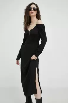 Samsoe Samsoe rochie culoarea negru, midi, drept imagine