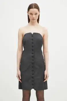 Samsoe Samsoe rochie din amestec de lana Saellen culoarea gri, mini, mulata, F24400132 imagine