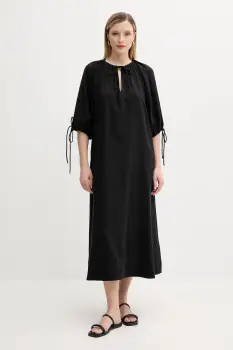 Samsoe Samsoe rochie din bumbac SALAGO culoarea negru, midi, oversize, F25200072 imagine