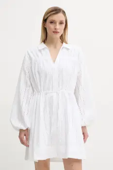 Samsoe Samsoe rochie din bumbac SAMANAROLA culoarea alb, mini, drept, F25200060 imagine