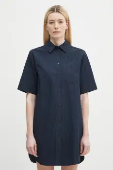 Samsoe Samsoe rochie din bumbac SATINA culoarea bleumarin, mini, drept, F25200080 imagine