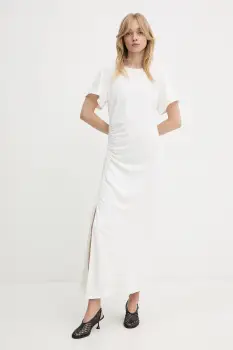 Samsoe Samsoe rochie SAALBERO culoarea bej, maxi, drept, F25200100 imagine