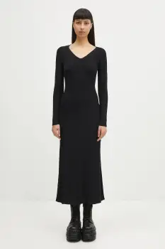 Samsoe Samsoe rochie Sacheryl V-Neck culoarea negru, maxi, dreapta, F25100046 imagine