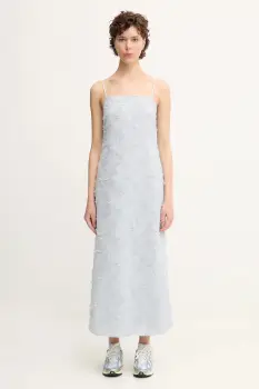 Samsoe Samsoe rochie SALAZIO culoarea gri, maxi, drept, F25200087 imagine