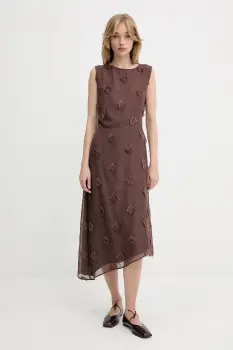 Samsoe Samsoe rochie SAPORTOFINO culoarea maro, maxi, evazati, F25200057 imagine