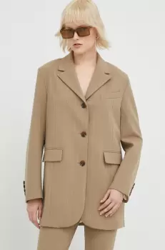 Samsoe Samsoe sacou culoarea bej, un singur rand de nasturi, modelator imagine