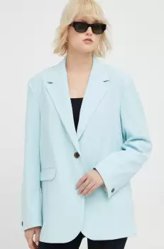 Samsoe Samsoe sacou culoarea turcoaz, un singur rand de nasturi, neted imagine