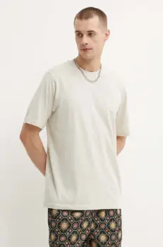 Samsoe Samsoe tricou din amestec de in SAADRIAN culoarea bej, neted, M24100073 imagine