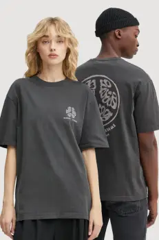 Samsoe Samsoe tricou din bumbac SAJOURNAL culoarea gri, cu imprimeu, U24400006 imagine