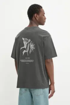 Samsoe Samsoe tricou din bumbac SALILIUM culoarea gri, cu imprimeu, U25200009 imagine