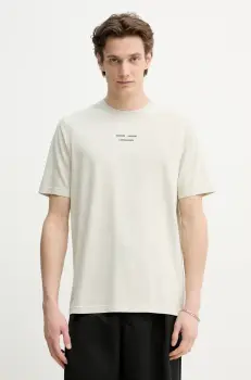 Samsoe Samsoe tricou din bumbac SAMARCUS barbati, culoarea bej, cu imprimeu, M25100034 imagine