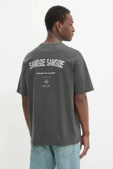 Samsoe Samsoe tricou din bumbac SASWIRL culoarea gri, cu imprimeu, U25200007 imagine