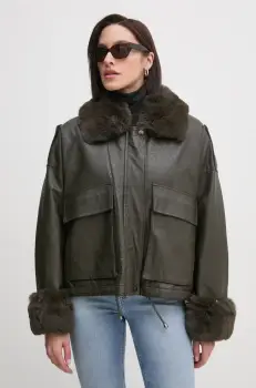 Sandro Ferrone geaca femei, culoarea verde, de tranzitie imagine