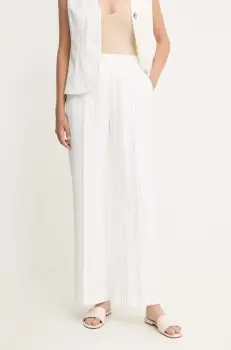 Sandro Ferrone pantaloni femei, culoarea alb, drept, high waist, SFS21XBDCALIFORNIA imagine