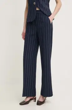 Sandro Ferrone pantaloni femei, culoarea albastru marin, drept, high waist, SFS21XBDCALIFORNIA imagine