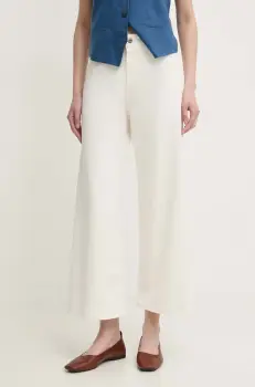 Sandro Ferrone pantaloni femei, culoarea bej, lat, high waist, SFS10XBDSHANNON imagine