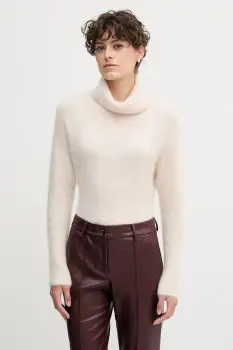 Sandro Ferrone pulover din amestec de lana de alpaca culoarea bej, cu guler, S9YBFNOME imagine