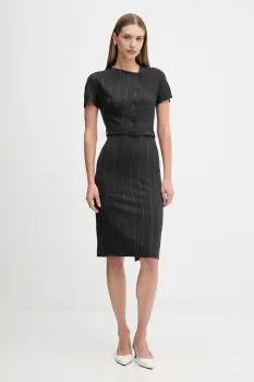 Sandro Ferrone rochie cu lana culoarea gri, midi, drept, S23YBFBICCHIERE imagine