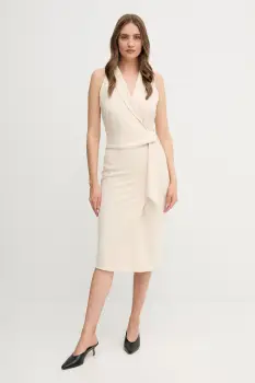 Sandro Ferrone rochie culoarea bej, midi, mulata, S18XBESAY imagine