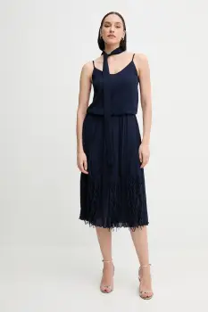 Sandro Ferrone rochie culoarea bleumarin, midi, evazati, S18XBERYKER imagine