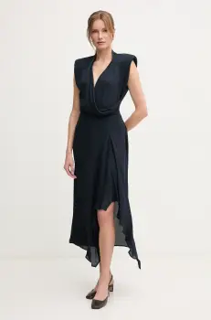 Sandro Ferrone rochie culoarea bleumarin, midi, evazati, S23XBEBONACCORTI imagine