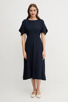 Sandro Ferrone rochie culoarea bleumarin, midi, evazati, S23XBEBRANCALEONE imagine