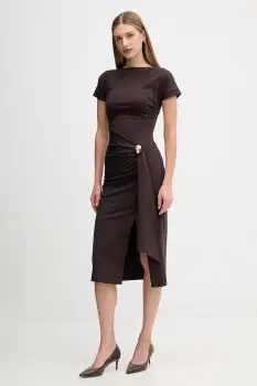 Sandro Ferrone rochie culoarea maro, midi, evazati, S23YBFBOMBO imagine