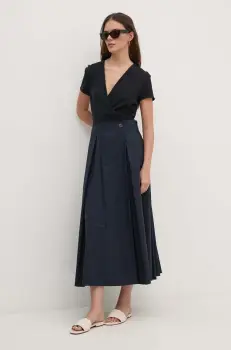 Sandro Ferrone rochie din bumbac culoarea albastru marin, midi, evazati, SFS18XBDRAGUSA imagine