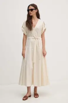 Sandro Ferrone rochie din bumbac culoarea bej, maxi, evazati, SFS31XBDSALE imagine