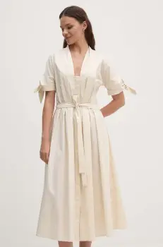 Sandro Ferrone rochie din bumbac culoarea bej, midi, evazati, SFS31XBDSAVONARO imagine