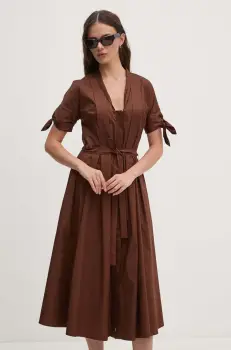 Sandro Ferrone rochie din bumbac culoarea maro, midi, evazati, SFS31XBDSAVONAROLA imagine