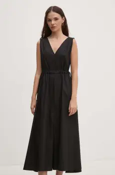 Sandro Ferrone rochie din bumbac culoarea negru, midi, evazati, SFS7XBDMADA imagine