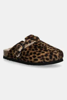 Scholl papuci din piele FAE NEW culoarea maro, F318142330 imagine