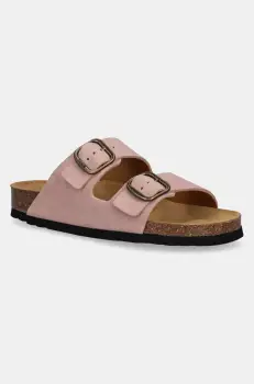 Scholl papuci din piele JOSEPHINE femei, culoarea roz, F321651023 imagine