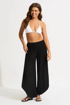 Seafolly pantaloni baggy femeiesti din vascoza Shirred Waist Wrap imagine