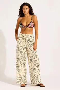 Seafolly Pantaloni wide leg de femei din vascoza Drawcord Wide imagine
