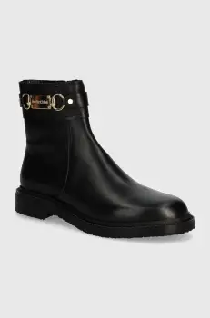 See by Chloe cizme de piele Signature 1 femei, culoarea negru, cu toc plat, SB43034A imagine