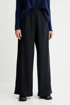 Sessun pantaloni cu lana culoarea bleumarin, lat, high waist, 25107005 imagine