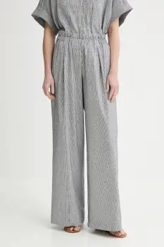 Sessun pantaloni culoarea albastru marin, lat, high waist, 25207004 imagine