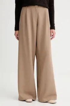 Sessun pantaloni culoarea bej, lat, high waist, 25107000 imagine