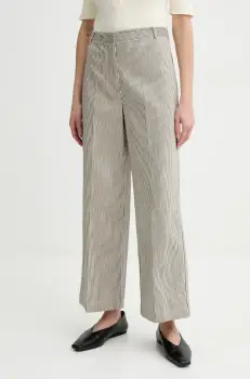 Sessun pantaloni de bumbac femei, culoarea negru, lat, high waist, 25207025 imagine