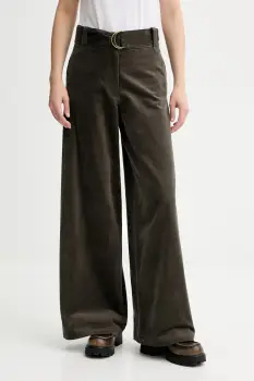 Sessun pantaloni de catifea culoarea verde, drept, high waist, 25107029 imagine