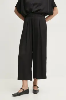 Sessun pantaloni femei, culoarea negru, lat, high waist, 24207018 imagine