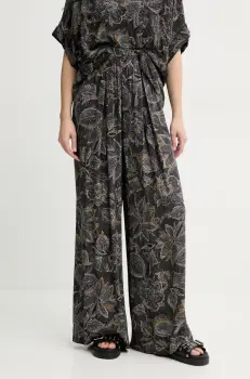 Sessun pantaloni femei, culoarea negru, lat, high waist, 25207019 imagine